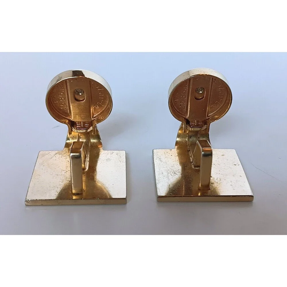 Vintage Solvar Goldtone & Black Enamel Duck Cufflinks for Non-French Cuff Shirt